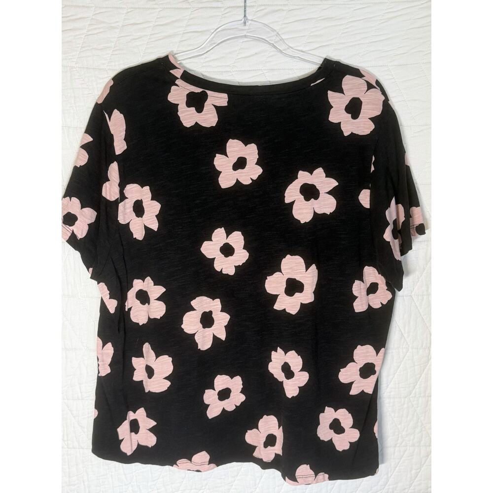 Sanctuary blouse top floral black pink size 3x women round neck short sleeve - Picture 5 of 6